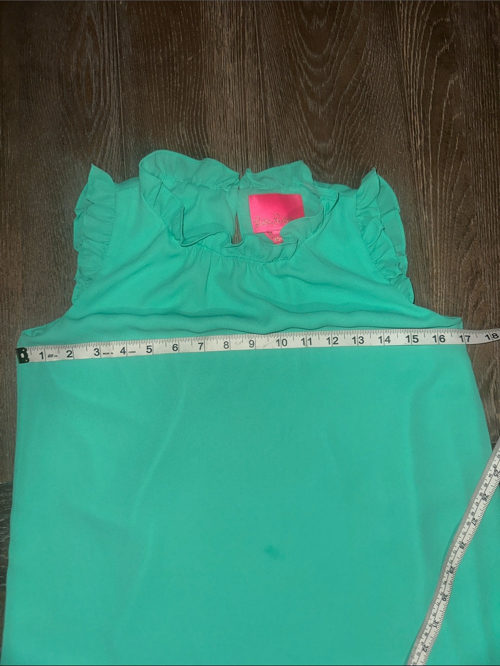 Lilly Pulitzer Teal Ruffle Neck Shift Dress XXS Preppy Resort Mini Dress - Picture 6 of 10